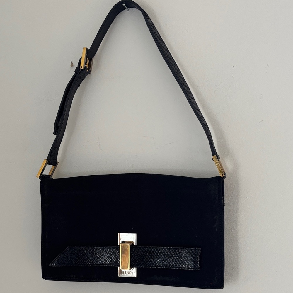 Fendi vintage y2k black snakeskin mini bag